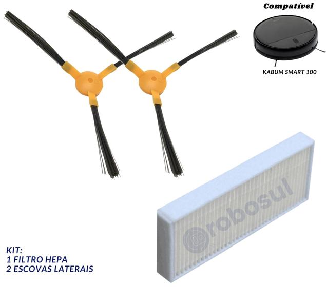 Imagem de Escovas E Filtro Para Robô Aspirador Kabum Smart 100