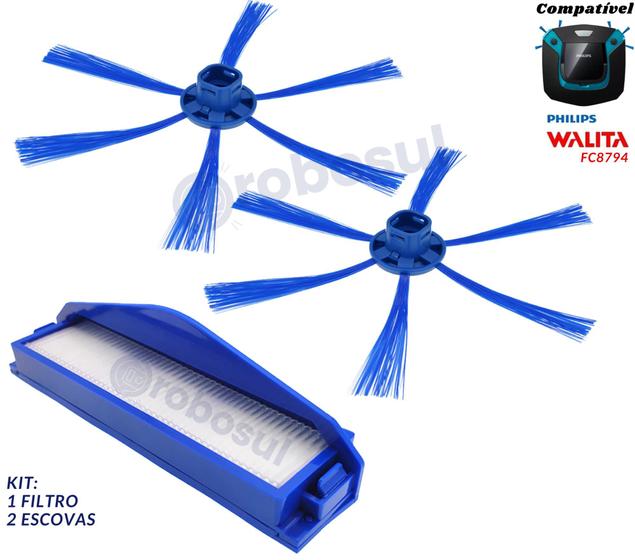 Imagem de Escovas e Filtro Para Robô Aspirador Smart Pro Easy Philips Walita FC8794