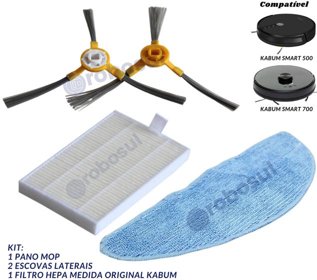Imagem de Escovas Filtro Mop Para Robô Aspirador Kabum Smart 500 E 700