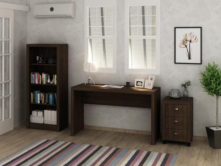 Imagem de Escritório com Mesa para Computador, Balcão e Prateleira Rústico - FdECOR