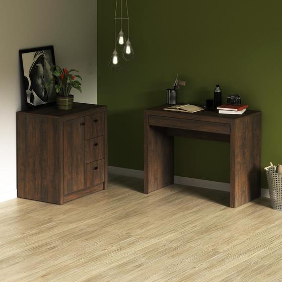 Imagem de Escritório com Mesa para Computador e Balcão Rústico - FdECOR