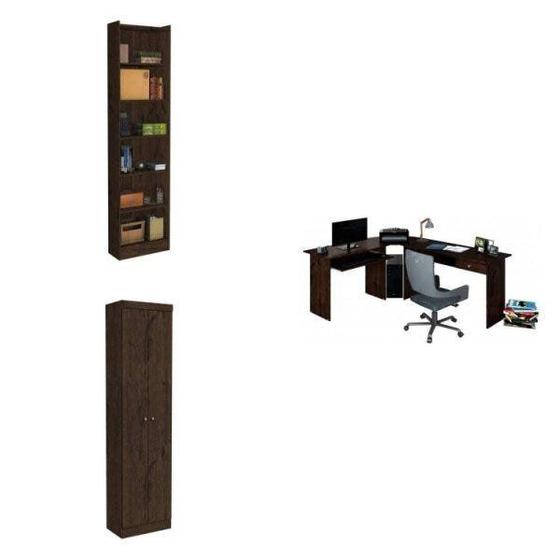 Imagem de Escritório Completo com Estante, Armário e Mesa em L Espresso Móveis