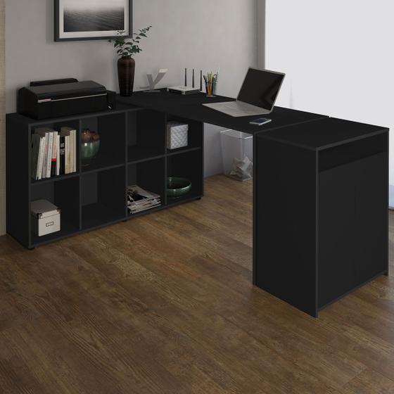 Imagem de Escritório Completo Home Office 2 Portas 8 Nichos Preto - Artany Móveis