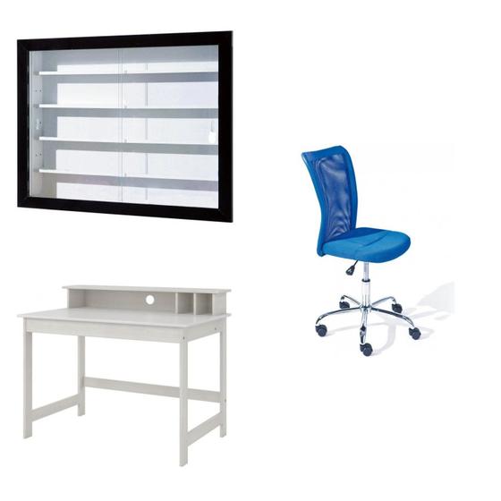 Imagem de Escritório Completo MadeiraMadeira com Estante, Cadeira e Escrivaninha 402494 Branco/Azul