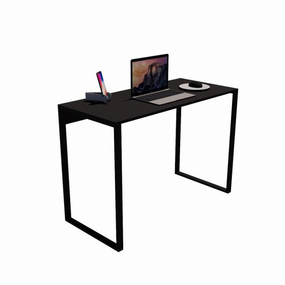 Escrivaninha 0,90m Preta de Madeira e Metal para Home Office, Moderna, Compacta e Resistente - Abeflex Imagem de Escrivaninha 0,90m Preta de Madeira e Metal para Home Office, Moderna, Compacta e Resistente