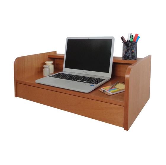 Escrivaninha Bancada Suspensa com Gaveta Mesa Notebook Madeira Natural Menor preço em Escrivaninha Bancada Suspensa com Gaveta Mesa Notebook Madeira Natural