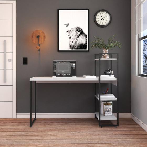 Imagem de Escrivaninha com Estante Alta Estilo Industrial 135cm com 03 Prateleiras Dynamica Yescasa