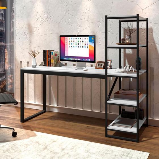 Imagem de Escrivaninha com estante em aço - 5 prateleiras