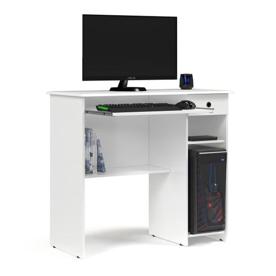 Escrivaninha Com Gaveta E Bandeja Para teclado Mesa Para Computador Moderna Móveis Residenciais Barato Cor Branca BMD Menor preço em Escrivaninha Com Gaveta E Bandeja Para teclado Mesa Para Computador Moderna Móveis Residenciais Barato Cor Branca BMD