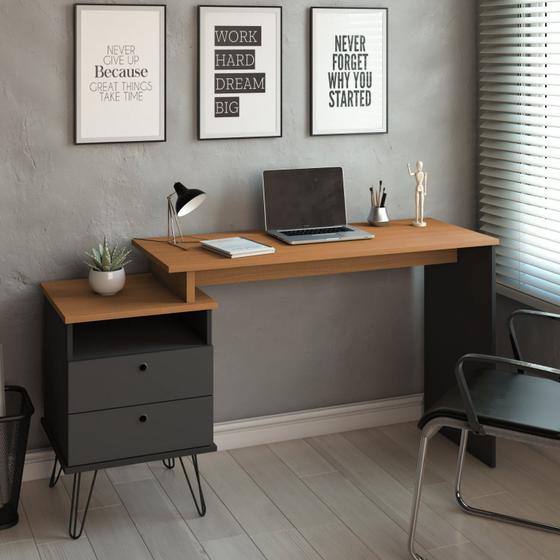 Imagem de Escrivaninha com Regulagem Estilo Industrial 2 Gavetas Plus