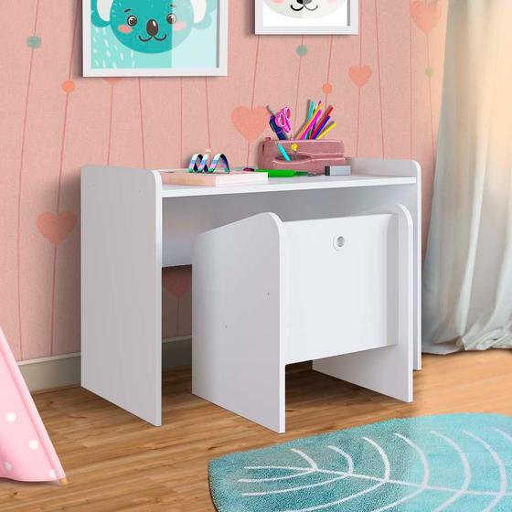Imagem de Escrivaninha E Cadeira Infantil Montessoriano Branco Miles Shop Jm