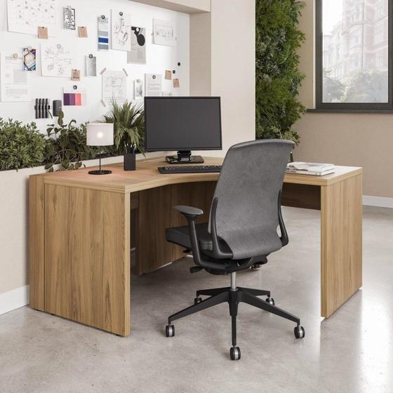 Escrivaninha em L Modular Ficus 1,35m com 37mm com Canaleta CabeCasa ...