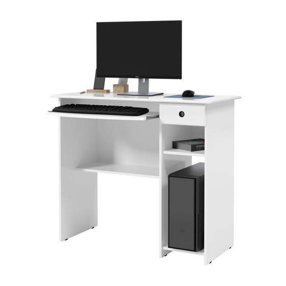 Imagem de Escrivaninha Estudo Trabalho Home Office com Gaveta Quarto Escritório Viena Branco - EJ
