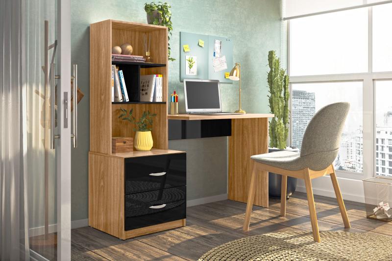 Escrivaninha Livreiro Lateral Office Cristal Nature/Preto Mobili Menor preço em Escrivaninha Livreiro Lateral Office Cristal Nature/Preto Mobili