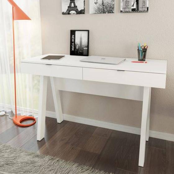 Imagem de Escrivaninha ME4128 Para Home Office Com 2 Gavetas Branco Tecno Mobili