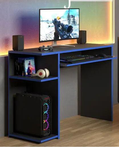 Escrivaninha Mesa De Computador Gamer -JM -AZUL/PRETO - CNM Menor preço em Escrivaninha Mesa De Computador Gamer -JM -AZUL/PRETO - CNM