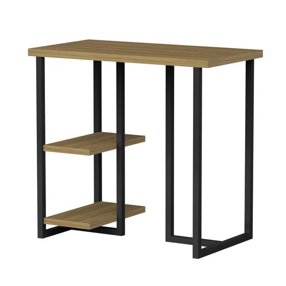 Imagem de escrivaninha mesa de estudo estilo industrial para apartamentos mali 76cm com prateleira tampo mdf home office