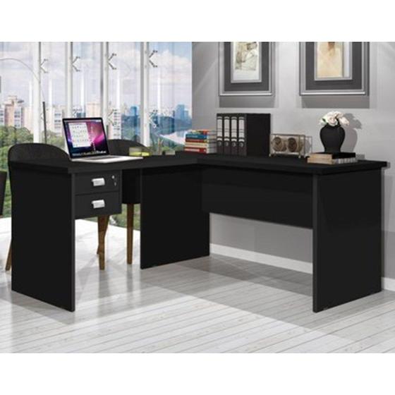 Escrivaninha Mesa Escritório em L 2 Gavetas 150x120cm Thor Espresso Móveis Imagem de Escrivaninha Mesa Escritório em L 2 Gavetas 150x120cm Thor Espresso Móveis