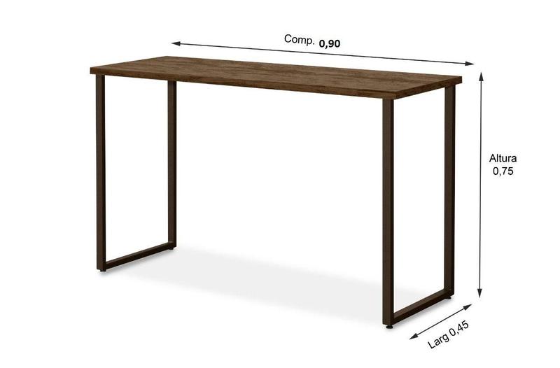 Imagem de Escrivaninha Mesa Office Estudo Computador -Estilo Industrial 0,90 cm MDF/FERRO -Imbuia/Preto