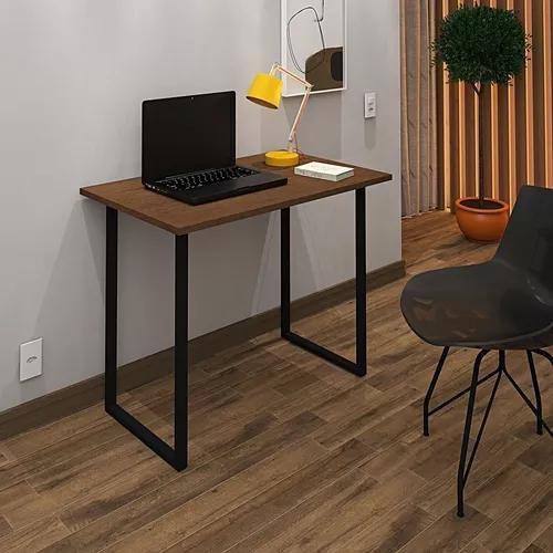 Imagem de Escrivaninha Mesa Office Estudo Estilo Industrial MDF/Ferro -Imbuia/Preto