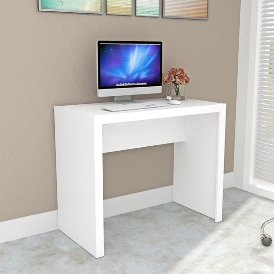 Imagem de Escrivaninha Mesa Para Computador Estudos Home Office 90 cm Quarto Escritório Branco