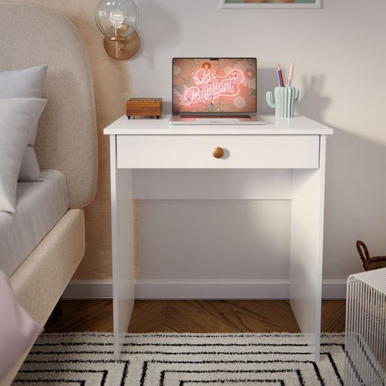 Imagem de Escrivaninha Multifuncional com 1 Gaveta Sala / Quarto Estilo Cor Branco