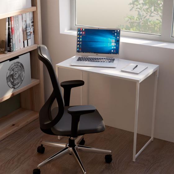 Imagem de Escrivaninha para Notebook Computador Mesa de Estudo  e Escritório Estilo Industrial Preto e Branca