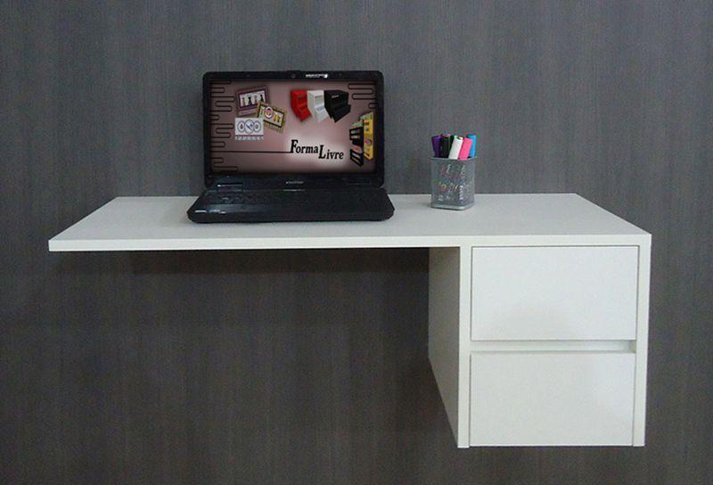 Escrivaninha Suspensa Mesa para Computador ou Notebook - Branco Menor preço em Escrivaninha Suspensa Mesa para Computador ou Notebook - Branco