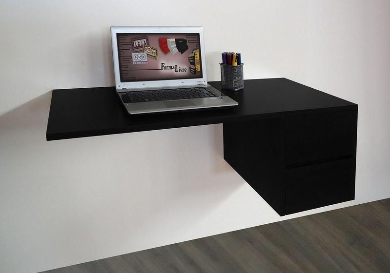 Escrivaninha Suspensa Mesa para Computador ou Notebook - Preto Menor preço em Escrivaninha Suspensa Mesa para Computador ou Notebook - Preto