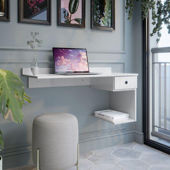 Imagem de Escrivaninha Suspensa Notbook com gaveta Branco - Comprar Moveis em Casa