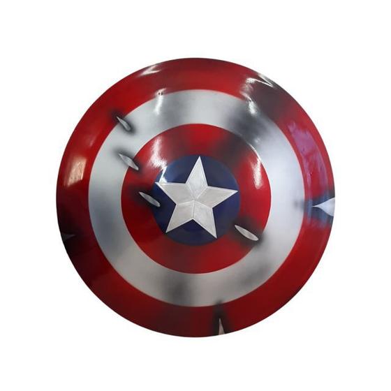 Imagem de Escudo Capitão América Alça de Nylon Tamanho Real Vingadores Ultimato Decoração Geek Cosplay Nerd