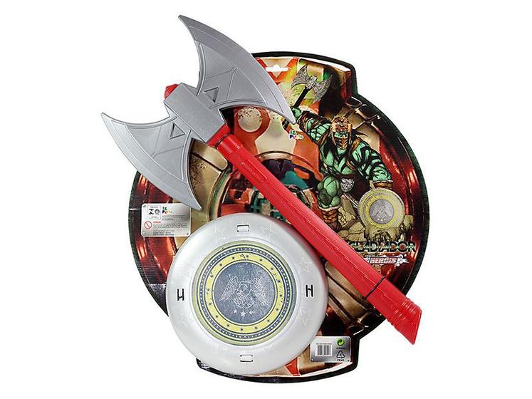 Imagem de Escudo e machado grande de brinquedo herói capitão medieval