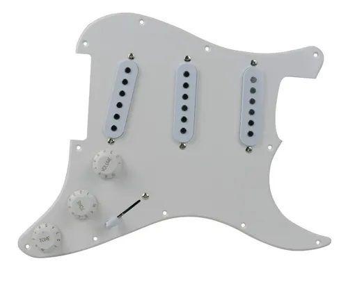 Imagem de Escudo Guitarra Strato Com Parte Eletrica e Captadores SSS Branco 3 Camadas Dolphin