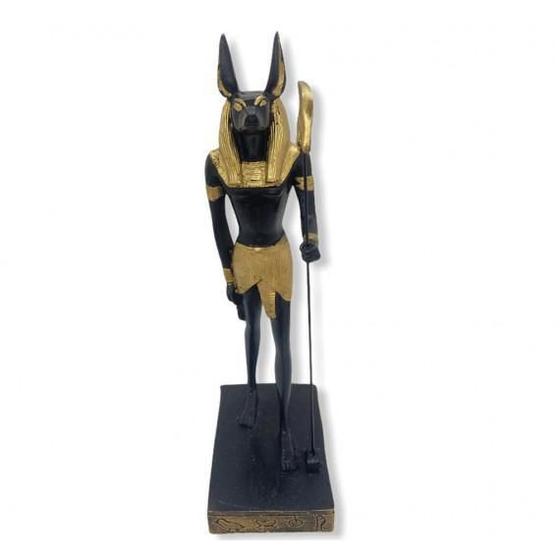 Imagem de Escultura Anúbis Preto E Dourado 16,5 Cm Em Resina