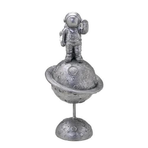 Imagem de Escultura astronauta decor no globo prata