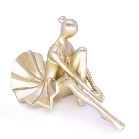 Imagem de Escultura Bailarina Decorativa em Poliresina Dourado 23 cm F04 - D'Rossi