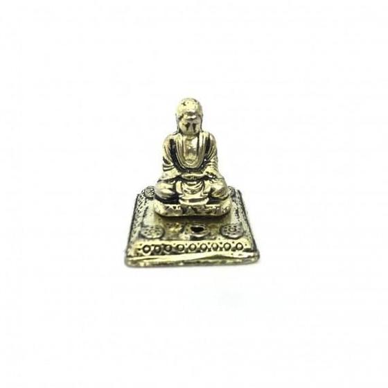 Imagem de Escultura Buda Incensário Mini 3 Cm Metal Dourado Meditação