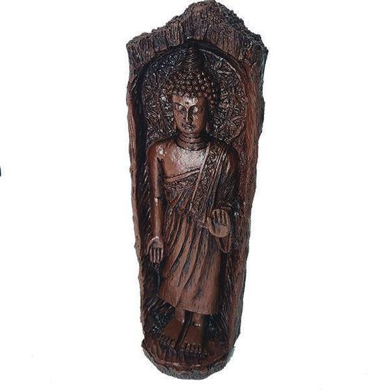 Imagem de Escultura Buda No Tronco Mudra Abhaya 05556