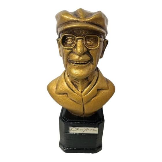 Imagem de Escultura Busto Chico Xavier Dourado 13,5 Cm Em Resina