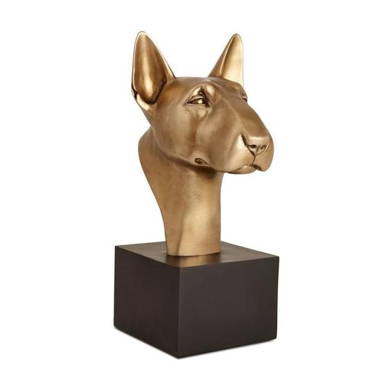 Imagem de Escultura busto de cachorro em poliresina dourado mart