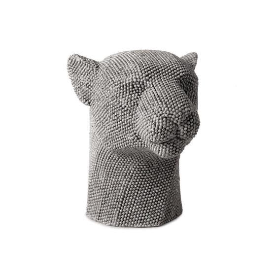 Imagem de Escultura Cabeça Pantera Leopardo Em Poliresina Cinza