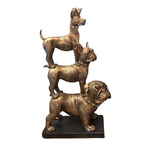 Imagem de Escultura Cachorro Bronze Resina 34x20x9,5Cm Inverno Verão