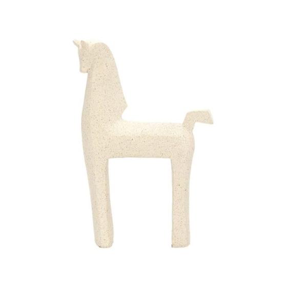 Imagem de Escultura Cavalo em Polirresina 23cm Bege Decorativa Mart