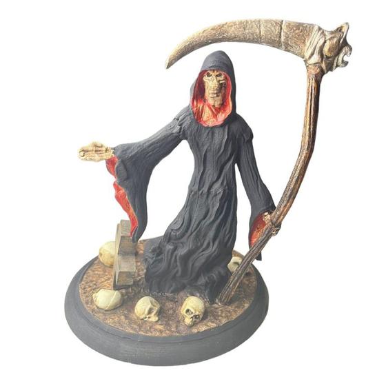 Imagem de Escultura Caveira Foice Cemitério 22cm Resina- Selecione Cor