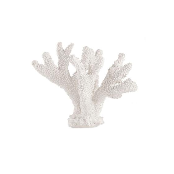 Imagem de Escultura Coral em Polirresina 26cm Branco Decorativa Mart