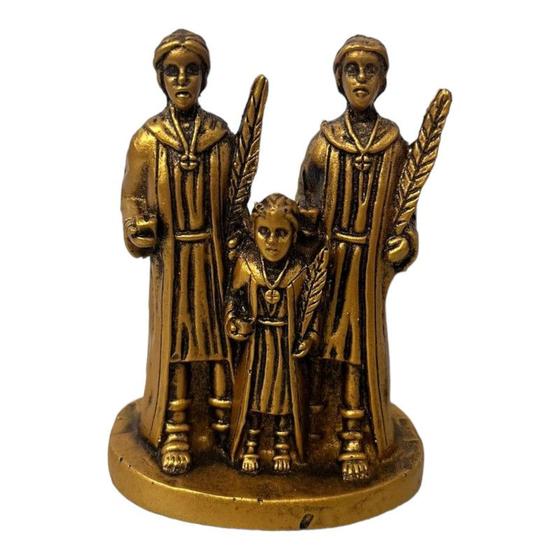 Imagem de Escultura Cosme e Damião e Doum Dourado 8,5 cm em Resina