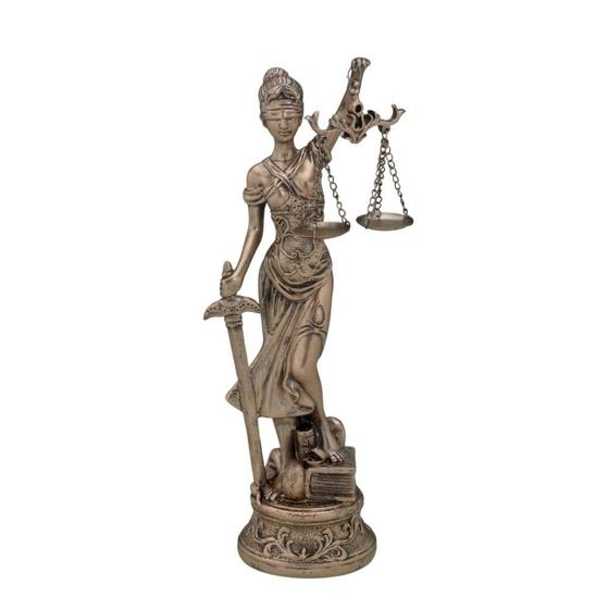 Imagem de Escultura dama da justica em resina decorativa bronze - 30cm