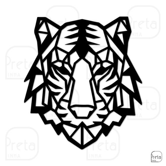 Imagem de Escultura de Parede Decorativo Animal Tigre Mdf 6mm 60x53cm