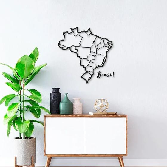 Imagem de Escultura de Parede Mapa do Brasil 60x57 Preta 