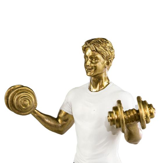 Imagem de Escultura De Resina Homem Fit Musculução Decoração 26x15,6cm